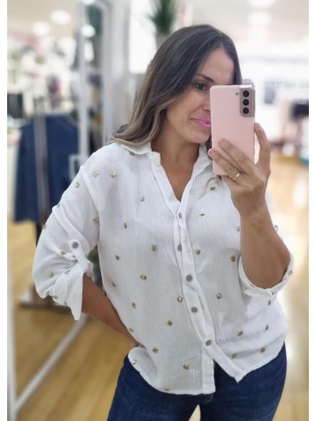 Camisa blanca topos lentejuelas dorados [1]