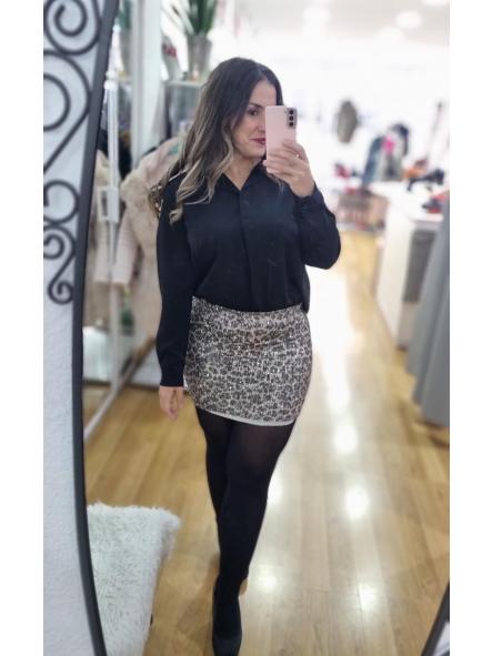 Falda corta animal print lentejuelas