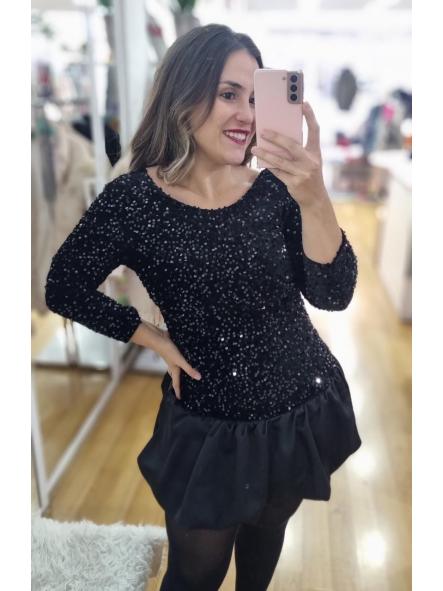 Vestido terciopelo lentejuelas NEGRO [1]