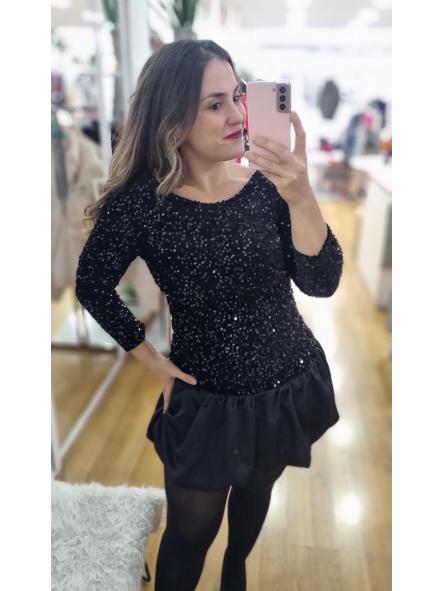 Vestido terciopelo lentejuelas NEGRO