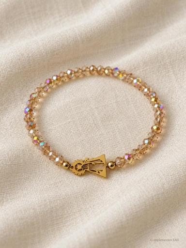 Pulsera de cristal facetado con figura calada de la Virgen dorada [1]