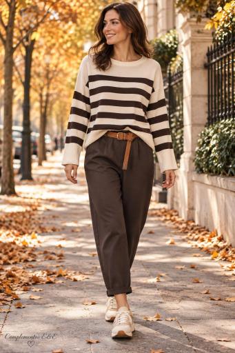 Pantalón de mujer marrón con cintura elástica [1]