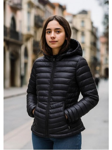 Chaqueta negra acolchada de moda