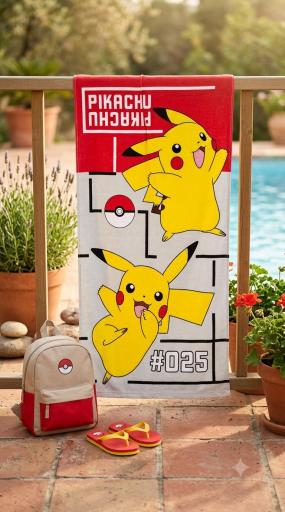 Toalla infantil Pikachu roja para playa y piscina [0]
