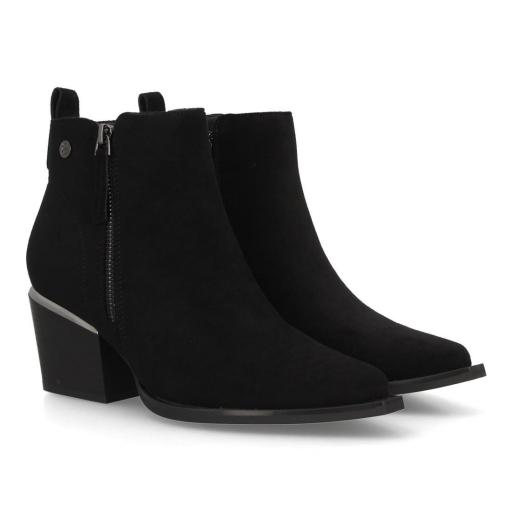 Botines negros efecto ante con cremalleras laterales y tacón ancho. [3]