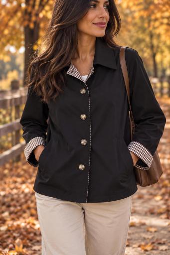 Chaqueta de mujer con cuadros interiores y bolsillos [2]