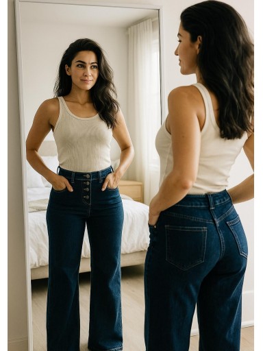 pantalón vaquero ancho barato