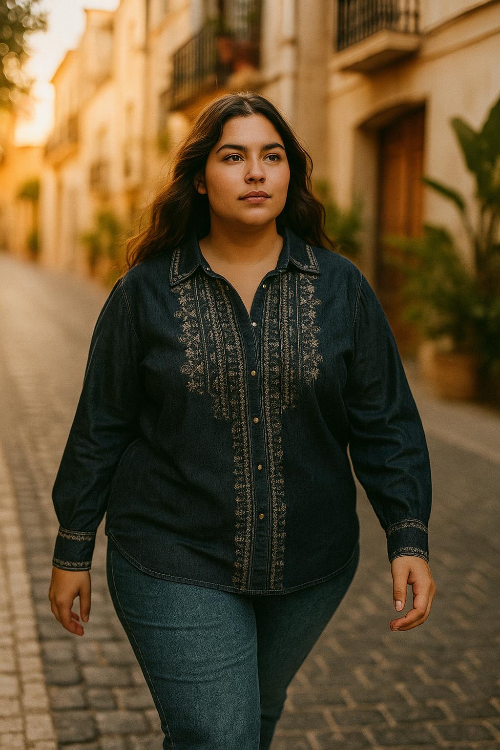 camisa vaquera curvy moderna