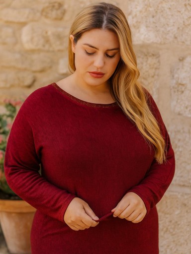 jersey fino de mujer curvy con cuello redondo [1]