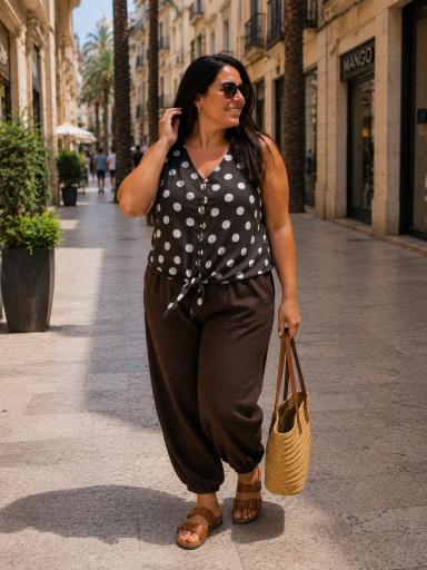 Camiseta de tirantes con botones y estampado de lunares [2]