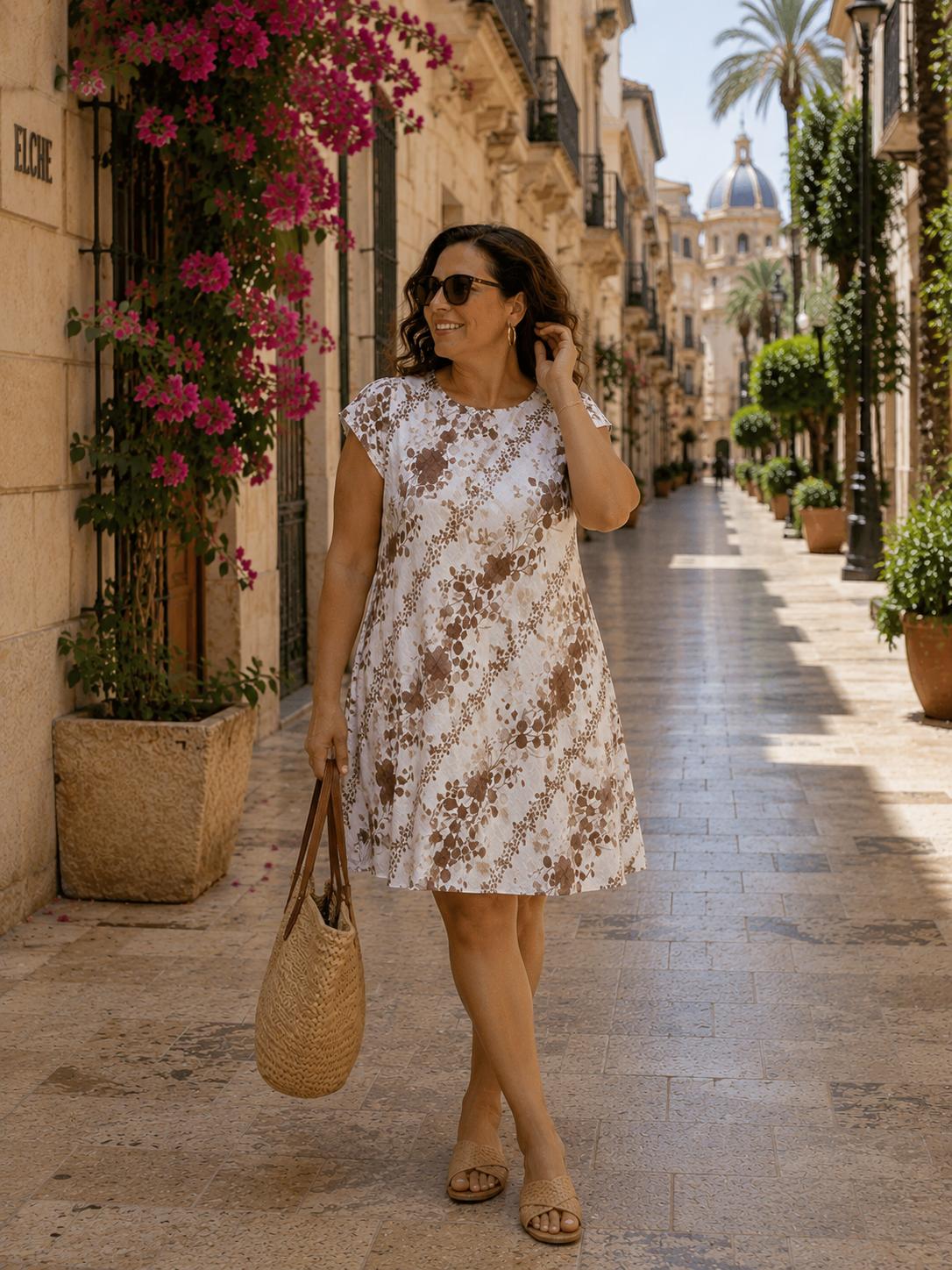 Vestido fresco mujer talla grande con corte evasé