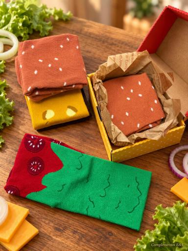 Calcetines graciosos presentados en caja de hamburguesa [3]