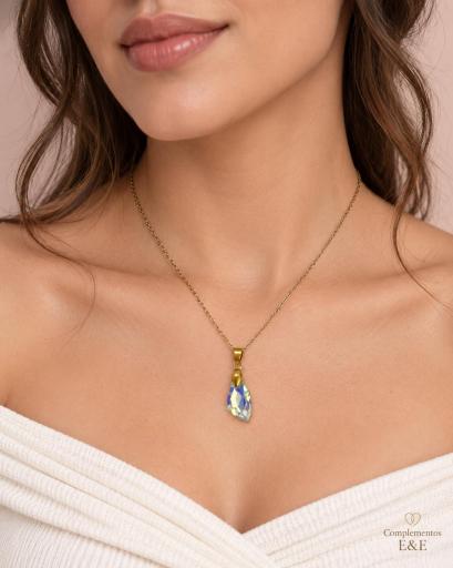 Collar dorado con colgante de cristal holográfico [0]