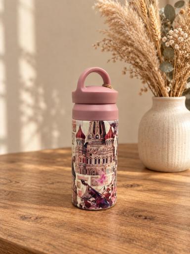 Botella térmica rosa Sweet Candy con diseño ilustrado [1]