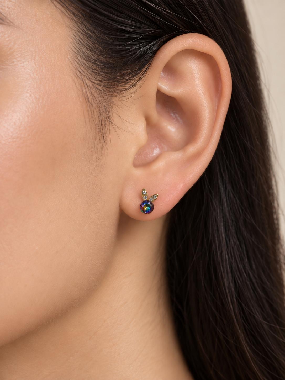 Pendientes de acero dorado con cristal multicolor