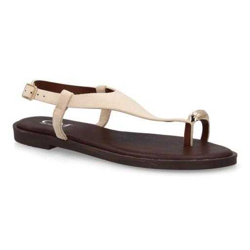 sandalias planas dedo mujer beige elegantes [2]