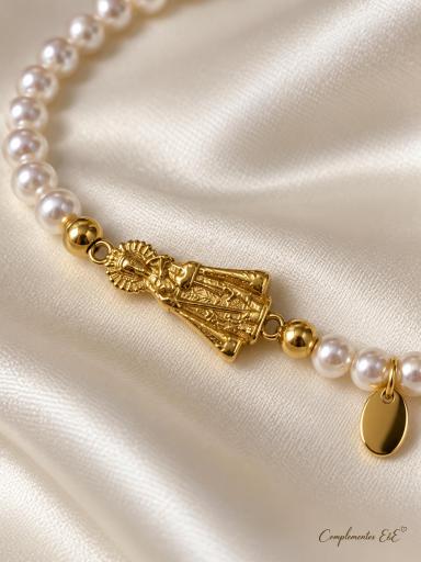 Pulsera elástica con Virgen dorada [2]