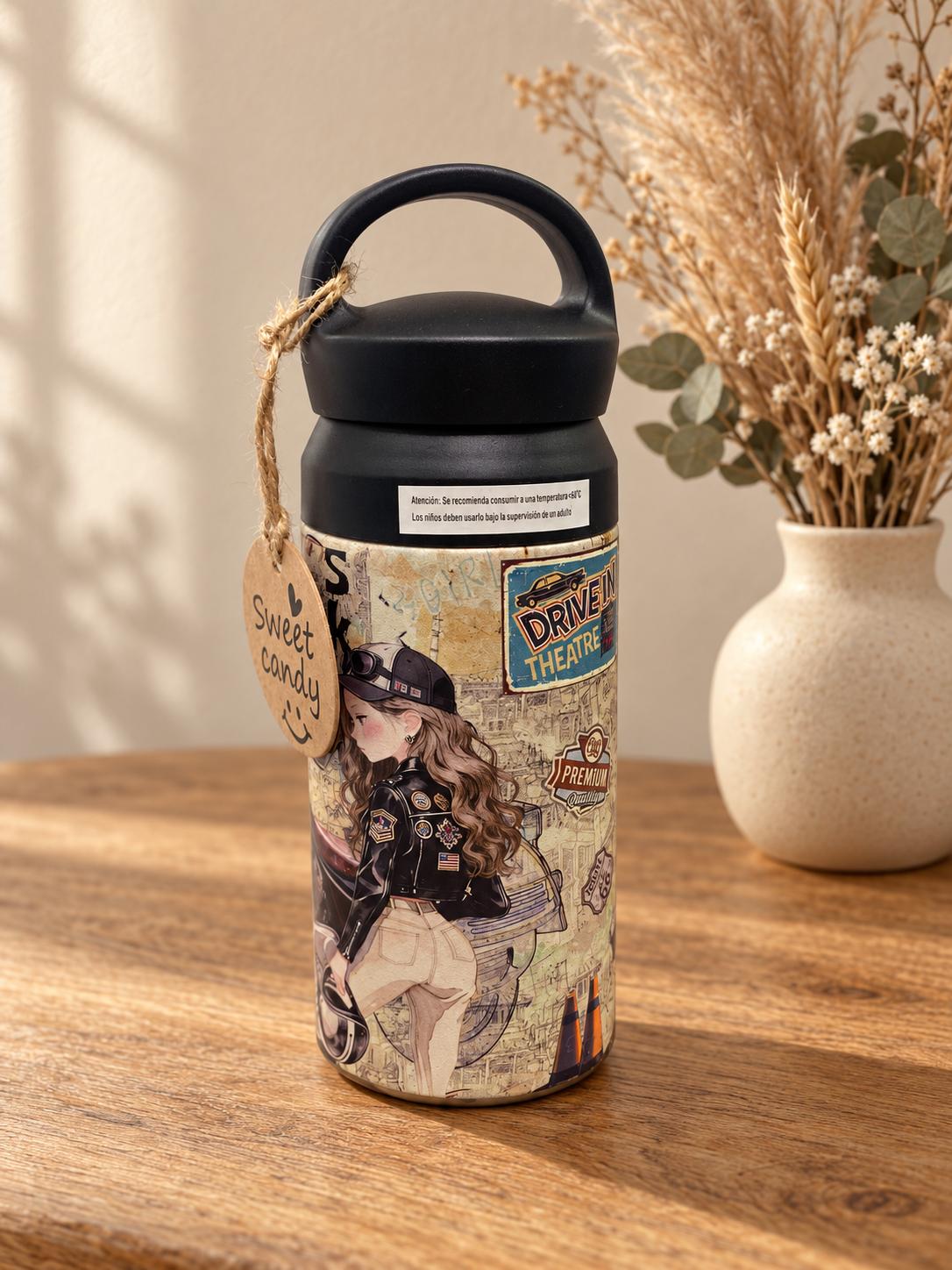Botella termo Sweet Candy 350 ml con diseño viajero