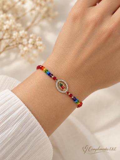Pulsera Virgen de Guadalupe con cristales multicolor [0]