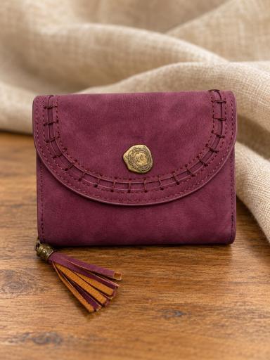 Monedero de mujer color burdeos con adorno de flecos [3]