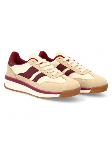zapatillas burdeos beige mujer [2]
