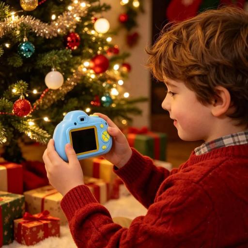 Cámara de fotos digital infantil rosa con juegos y efectos creativos [0]