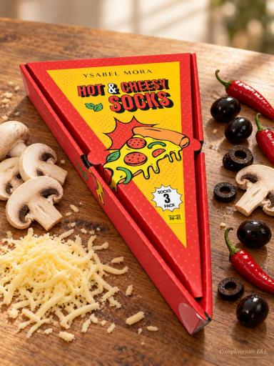 Pack de calcetines graciosos de pizza con tres diseños diferentes