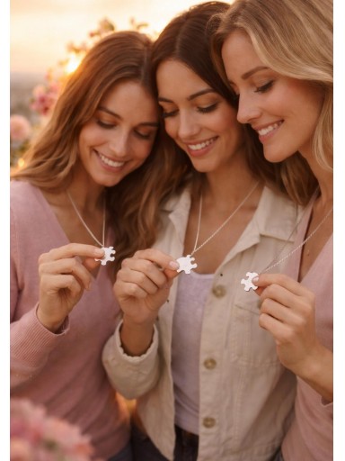 Collares BFF para 3 amigas: colgante corazón rompecabezas personalizado