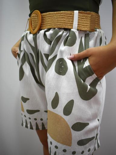Shorts estampados con cinturón elástico mujer verano al mejor precio [2]