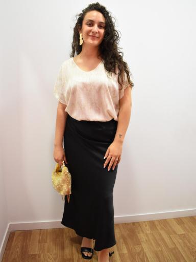 Falda midi satinada mujer 2025 al mejor precio