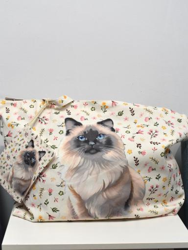 Bolso de playa con diseño de flores y gatito al mejor precio