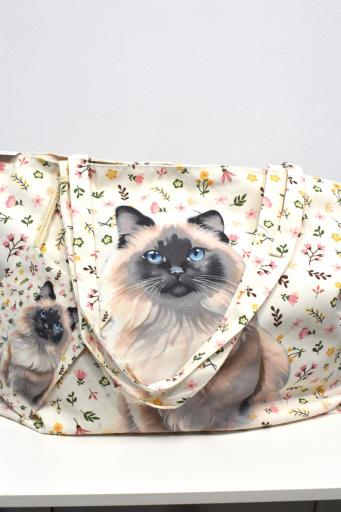 Bolso floral con dibujo de gato y neceser [2]