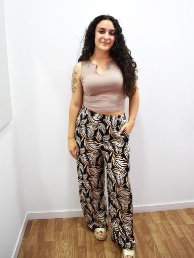 Pantalón mujer estampado tropical cómodo y ligero al mejor precio