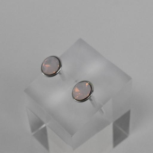 pendientes cristal rosa palo y plata [2]