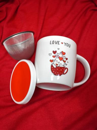 Taza Romántica con Infusor Metálico – Ideal para Infusiones y para el día de los enamorados [1]