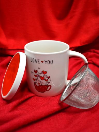 Taza de Té con Infusor – Diseño Romántico para Enamorados barato [2]