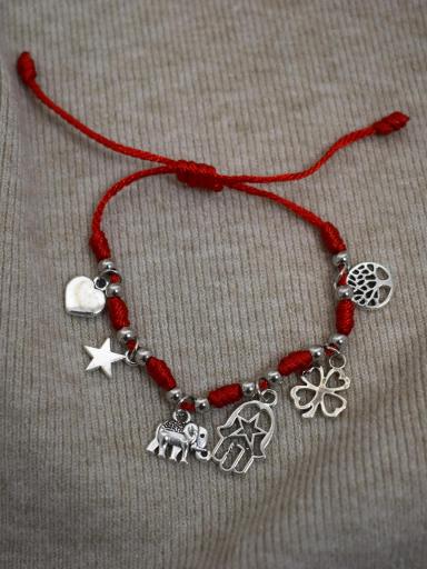 Pulsera Ajustable Roja con 7 Nudos y Colgantes de Buena Suerte  [2]