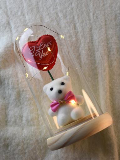 Osito de Peluche con Globo "I Love You" – Detalle Romántico en Cúpula de Cristal [2]