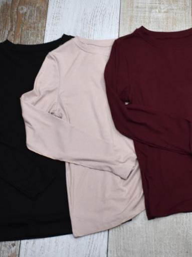 Camiseta básica de manga larga con escote redondo color granate [2]