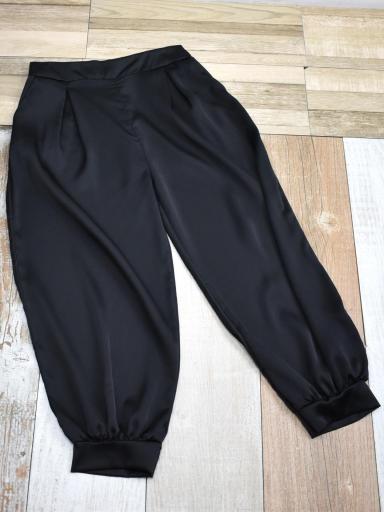 Pantalón negro de raso curvy con cintura elástica [0]
