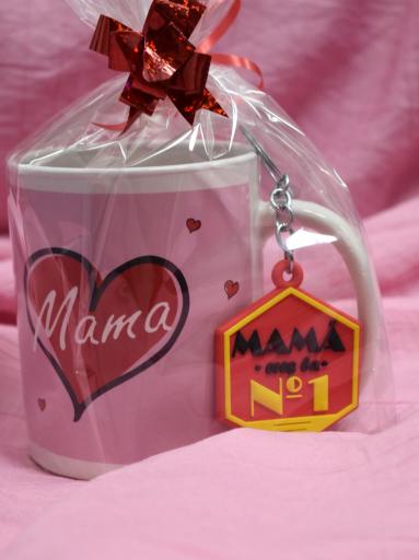 taza mama con corazon y llavero mama numero uno regalo dia de la madre [1]