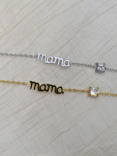 pulsera mama con piedra brillante acero inoxidable