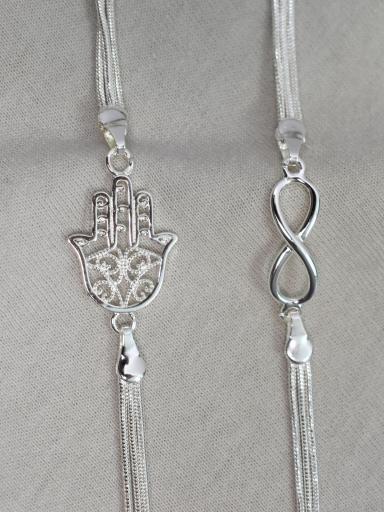pulsera ajustable bañada en plata mano de fatima