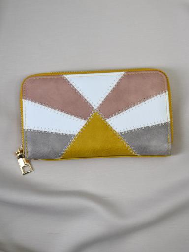 monedero grande patchwork multicolor amarillo blanco gris diseño moderno [2]