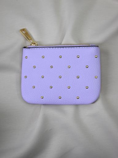 monedero pequeño lila con tachuelas metálicas y cremallera dorada [0]