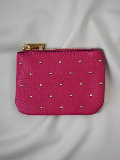 monedero pequeño rosa fucsia con tachuelas acero moderno cremallera [1]