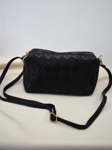 bolso bandolera pequeño negro acolchado con cremallera y correa ajustable [0]