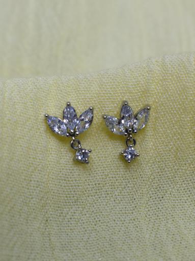pendientes elegantes con cristales en forma de hojas acero cierre tuerca [0]