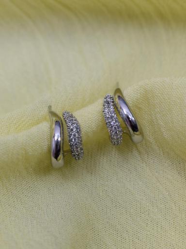 pendientes aro con cristales brillantes acero diseño doble aro elegante [0]