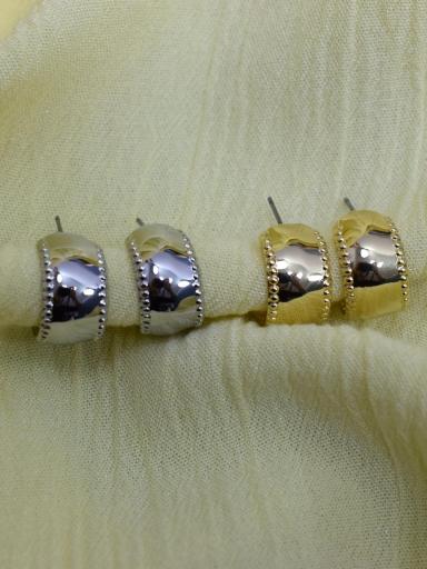 pendientes aro acero plateado con detalle bolitas diseño elegante [0]